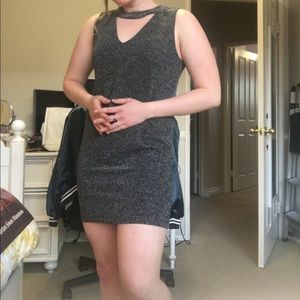 Black Shimmer v-neck (and back) dress